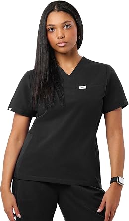 Peelz Natalie 4-Pocket V-Neck Scrub Tops for Women - Soft Stretch Fabric Scrubs, Womens Scrub Top, Slim Fit