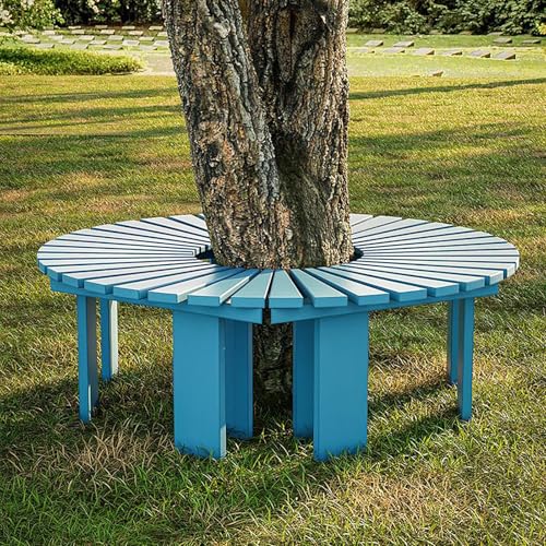 Banc d'extérieur rond en bois cyan de qualité supérieure - 4