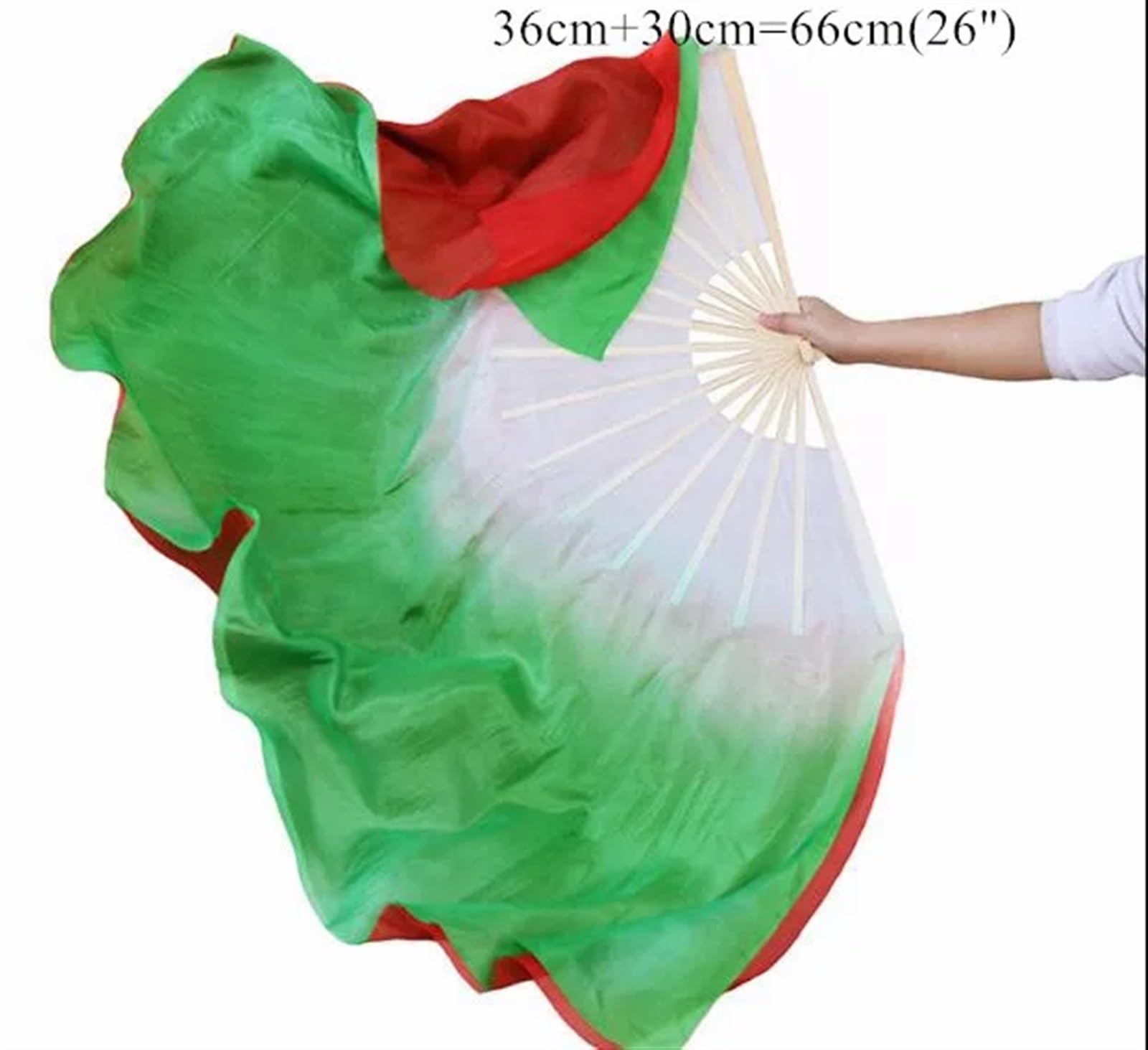 Wachlarz do tańca brzucha, Dwustronny Różny Kolorowy Jedwabny Folk Art Chiński Taniec Bambus Krótki Fan Akcesoria 41cm-86cm(66cm(36 30cm),1pcs right 1pcs left)