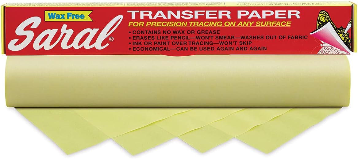 Yellow SARAL Wax-Free Transfer (Tracing) Paper for Precision Tracing on Any Surface-12 inches x 12 Foot roll : Fabric Iron On Transfers : Arts, Crafts & Sewing