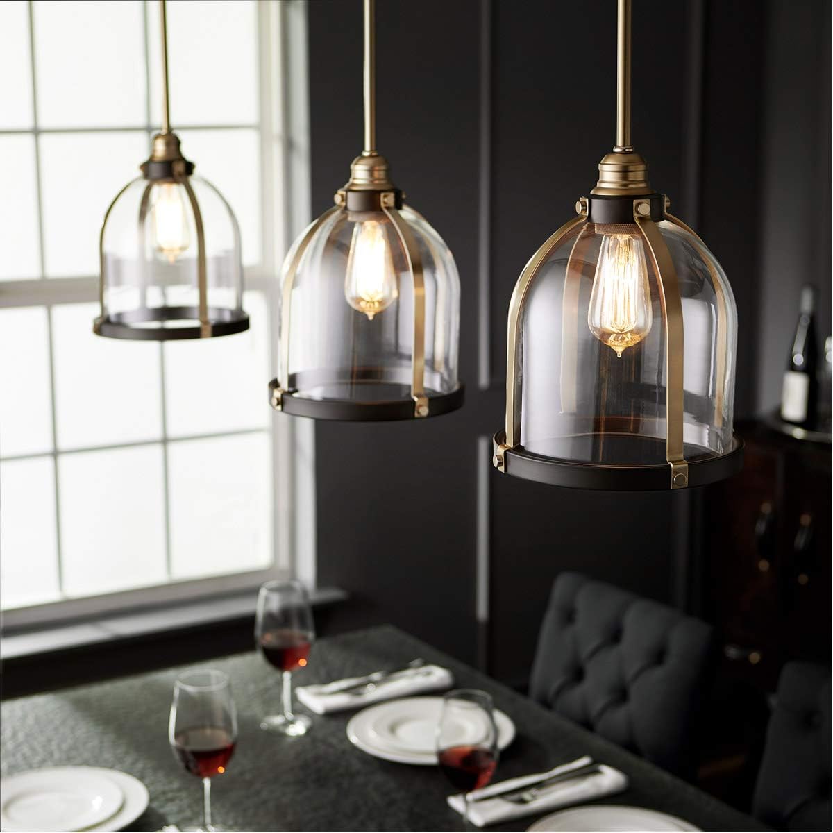Quorum 886-8086 Restoration One Light Pendant in Brass - Antique Finish,