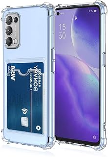 جراب موبايل بتصميم رفيع من البولي يوريثين المقاوم للحرارة مع حامل كروت لطيف على شكل محفظة لموبايل اوبو رينو 5 5G/فايند X3 لايت/5K من دلع موبايلك - شفاف، سيليكون