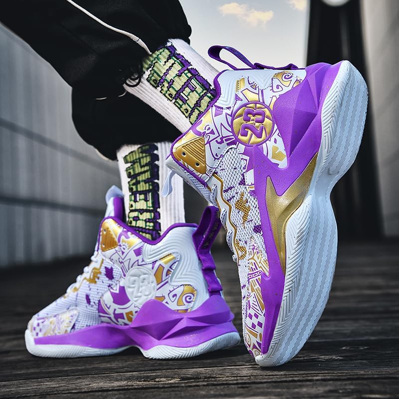 Kids Basketball Shoes, Running Walking Shoes Breathable Comfortable Boys Sneakers for Little/Big Kids - Image 4