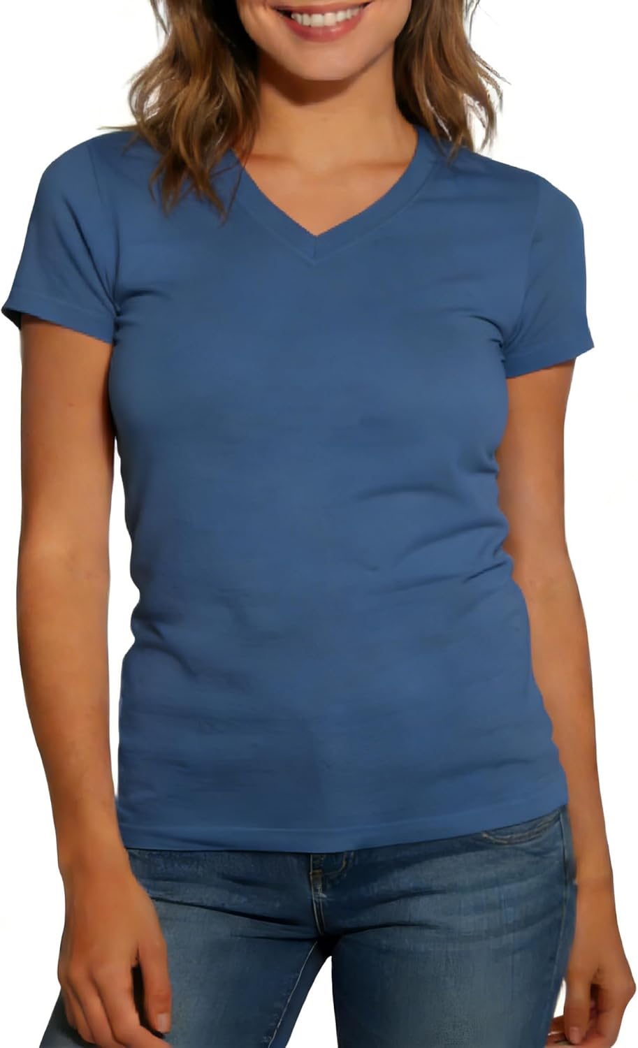 KikizYe Women’s Breathable Cotton V Neck T-Shirt Short Sleeves Solid Color Tee Summer Fashion Tops Tees Women Basic Tees