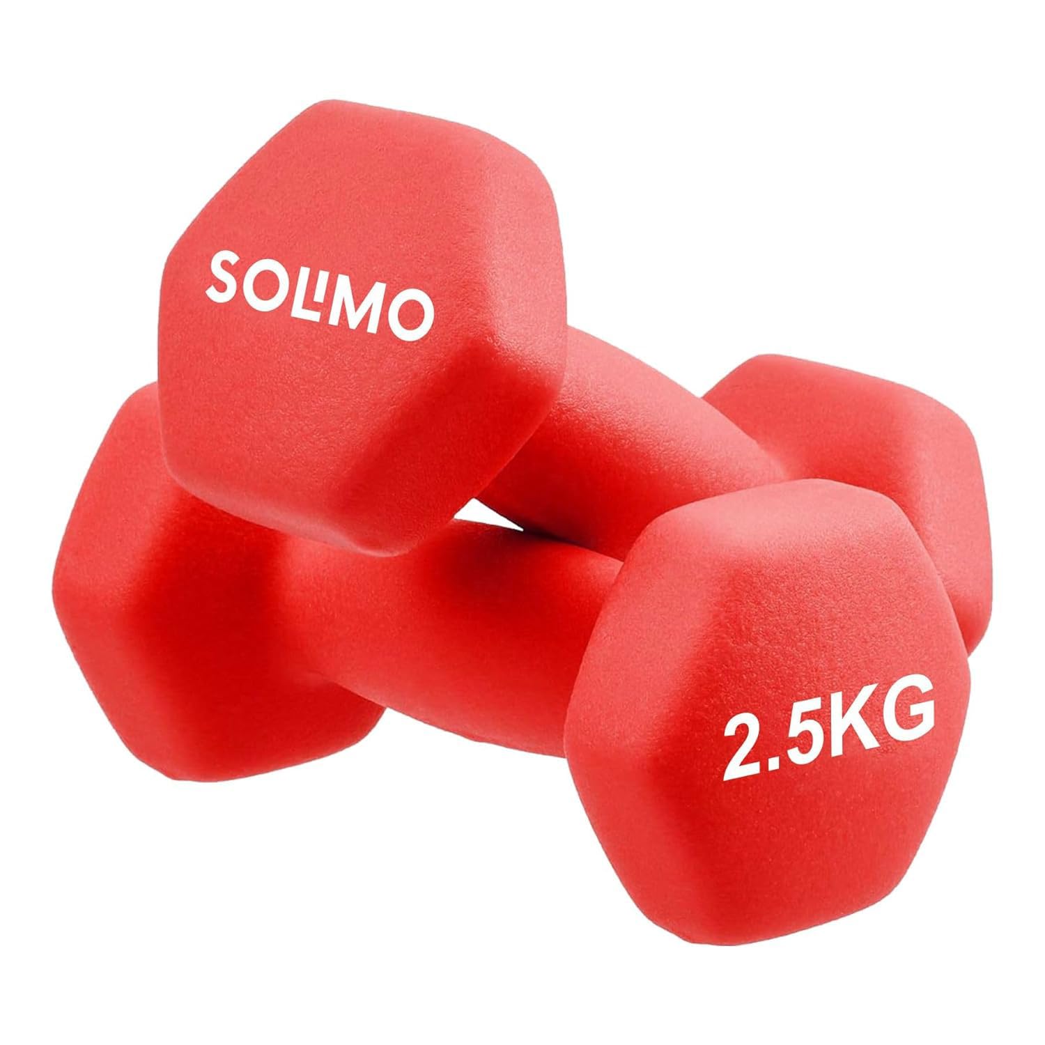 Amazon Brand - Solimo Neoprene Dumbbell 2.5 kg, Set of 2 (Red)