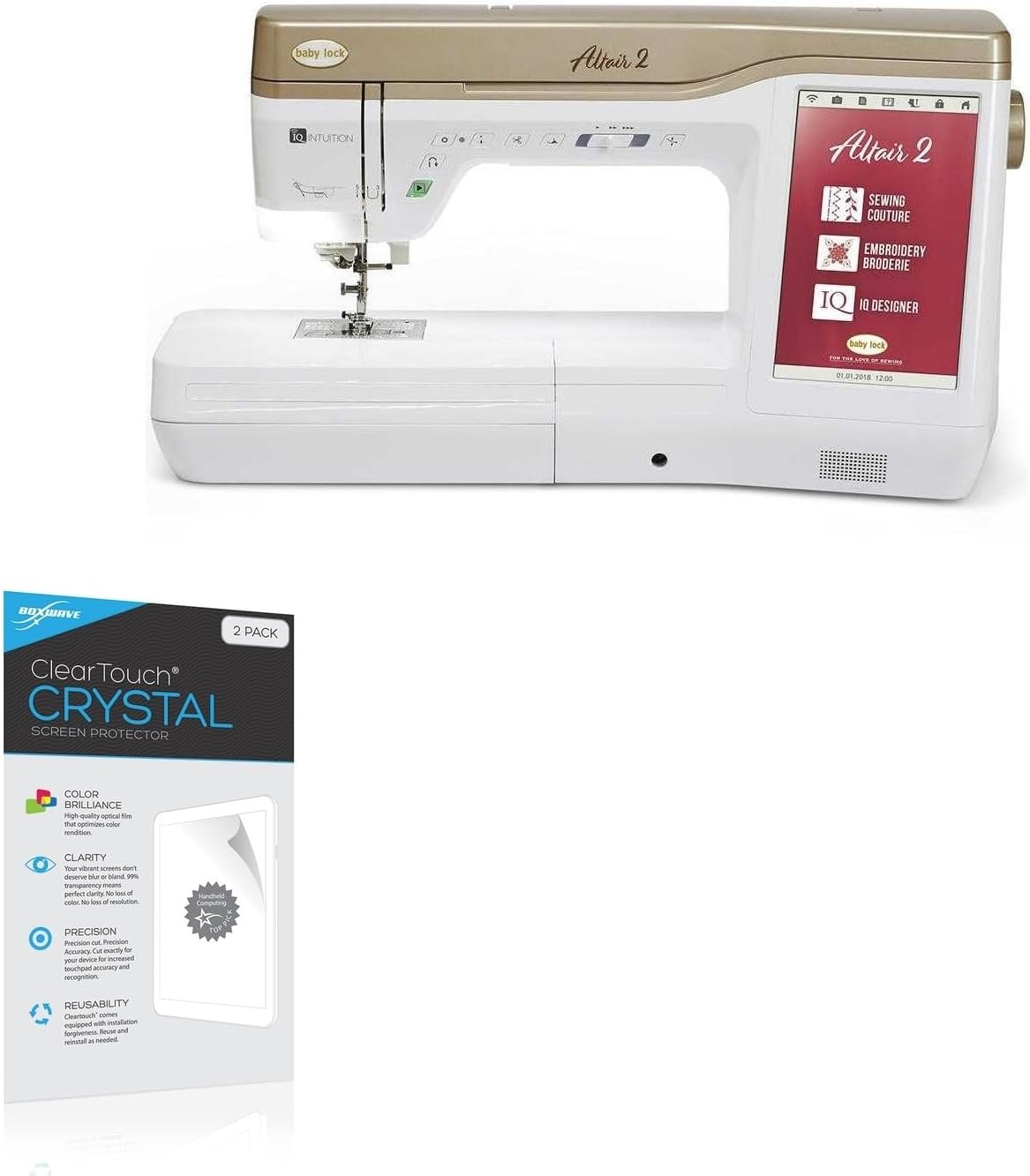 BoxWave Screen Protector Compatible With Baby Lock Altair 2 BLTA2 - ClearTouch Crystal (2-Pack), HD Film Skin - Shields From Scratches
