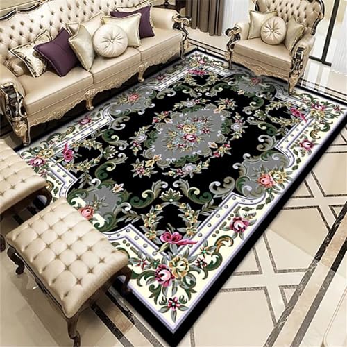 Tapis de centre de salon moderne avec grand motif vert qualitatif - 2