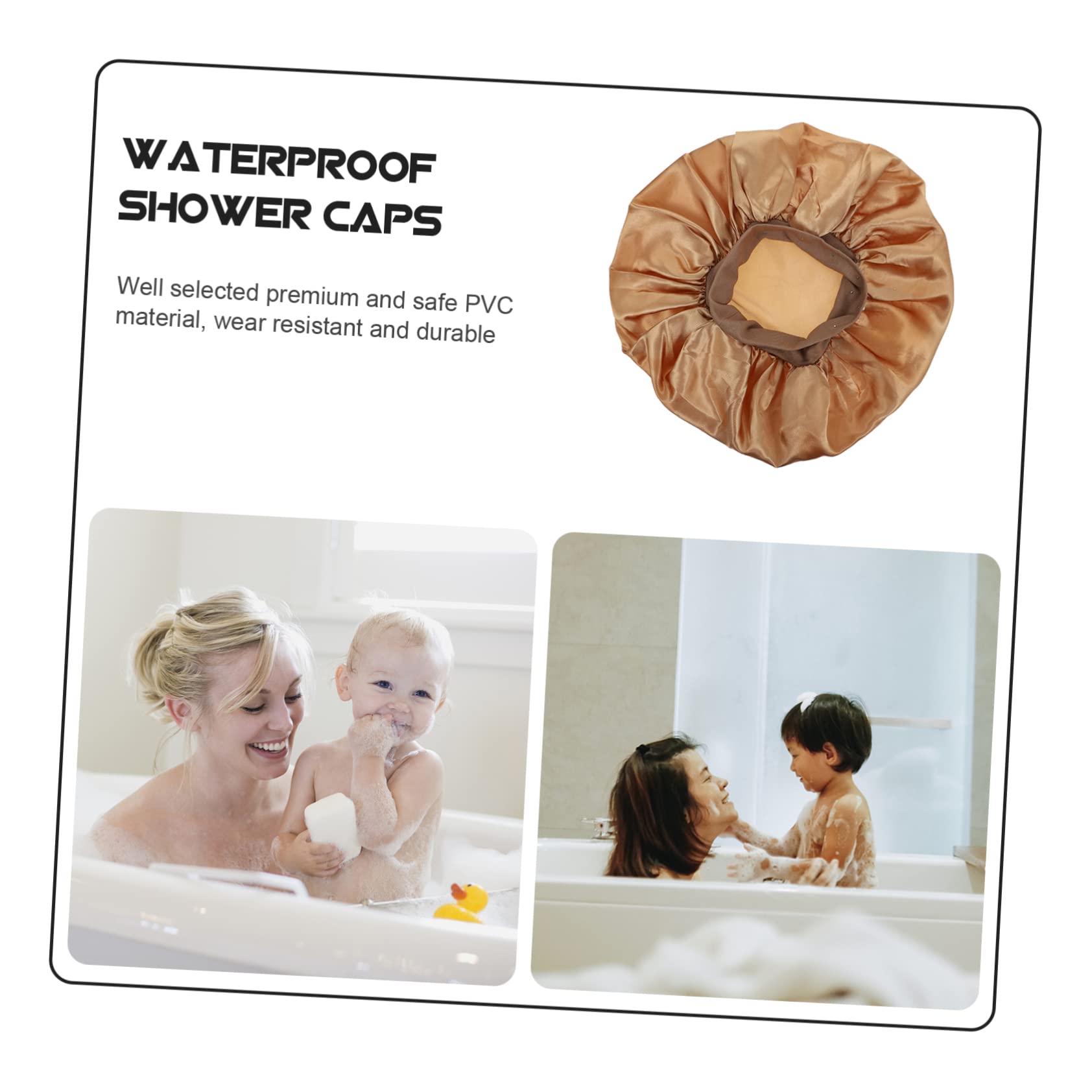 Healeved 8stücke Elastische Duschhaube Aus Wasserdichtem Material Goldene Satin Schlafhaube Für Damen Für Badezimmer Make-up Spa Und Reisen Universelle Passform