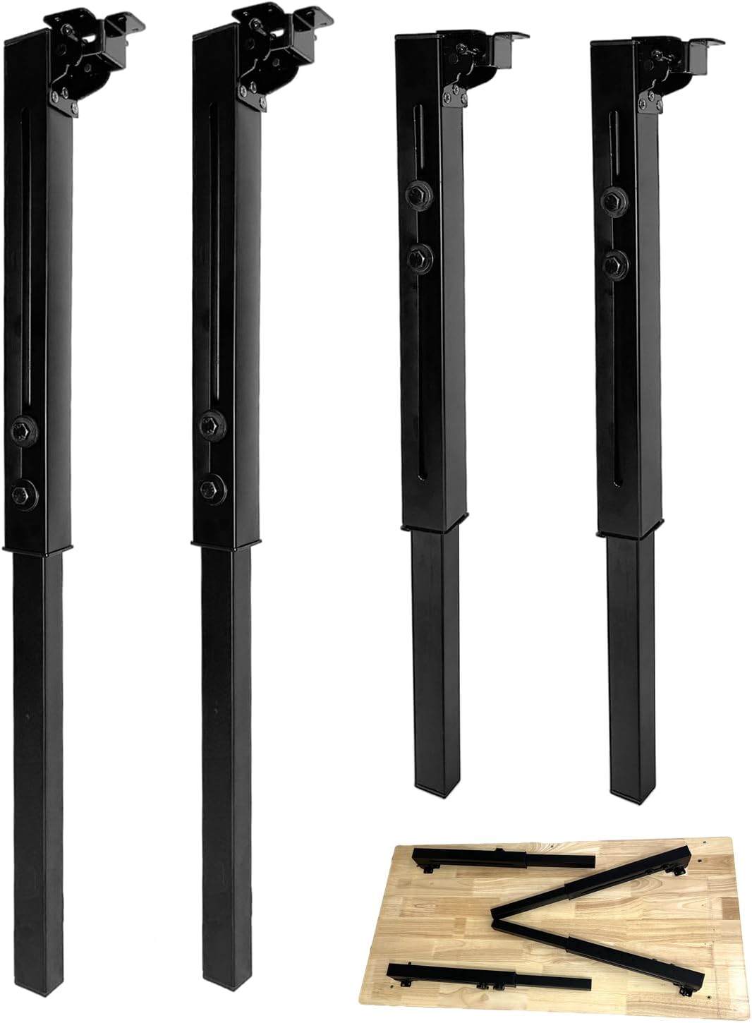 25-34 inches Adjustable Height Table Legs Folding Tall Metal Desk Legs Heavy Duty Foldable Furniture Legs for Tabletops, Computer Table, Office Desk, DIY Desk, RV, Counter, Outdoor Set of 4 25''-34'' Adjust 4pcs