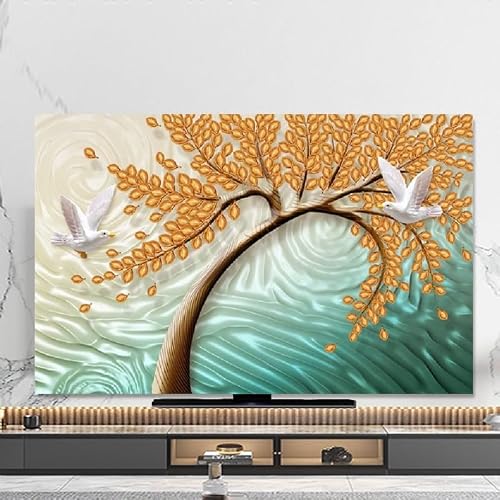 Leduodo Color4 Indoor Tv Dust Cover, 32"-80" Painting Pattern Television Cover, Indoor Display Cover Tv Dust Cover, Dust-Proof Screen Anti-Scratch Protection Tv Cover(,49-52Inch)