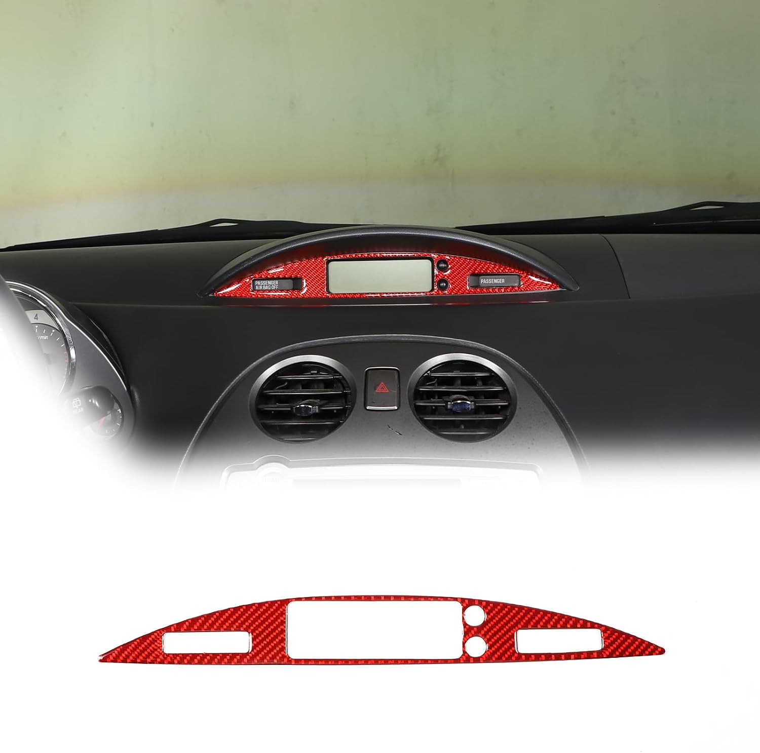 Central Control CD Display Panel Sticker Trim, Cup Holder Slot Pad Compatible with Mitsubishi Eclipse 2006-2011 Soft Carbon Fiber (Central Control CD Display Panel Sticker Trim, Red Carbon)