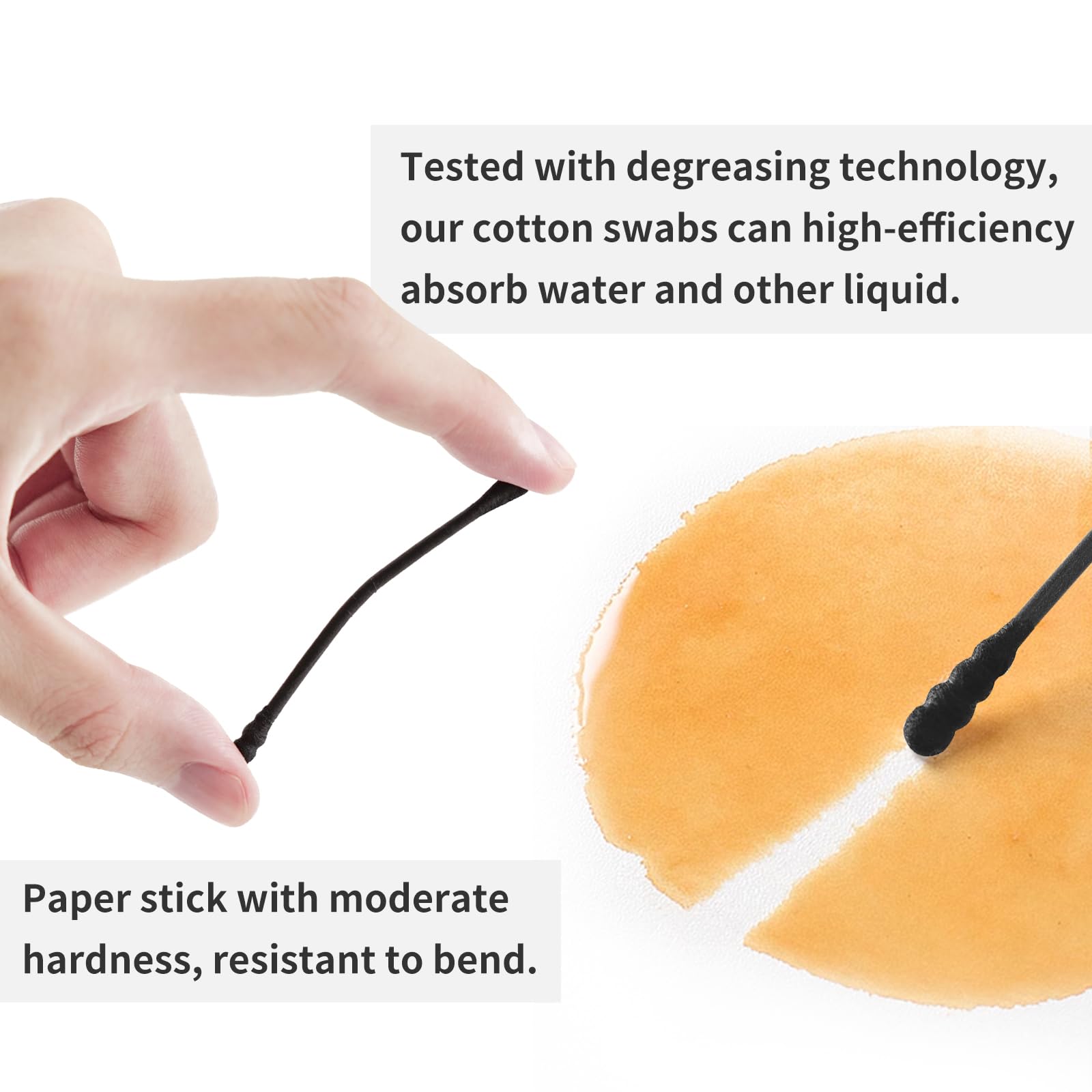 T&K 160 Pack Black Disposable Cotton Buds, Double Ended Scoop & Spiral, Lint-Free, Eco Paper Stick - Image 3