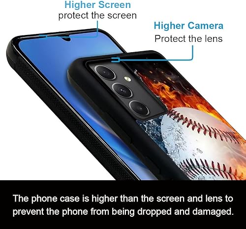 Miniatura 4 de DJSOK Funda compatible con Samsung Galaxy A54 5G, diseño de patrón de lujo de béisbol en llamas para hombres, niños y niñas, de doble capa, a prueba