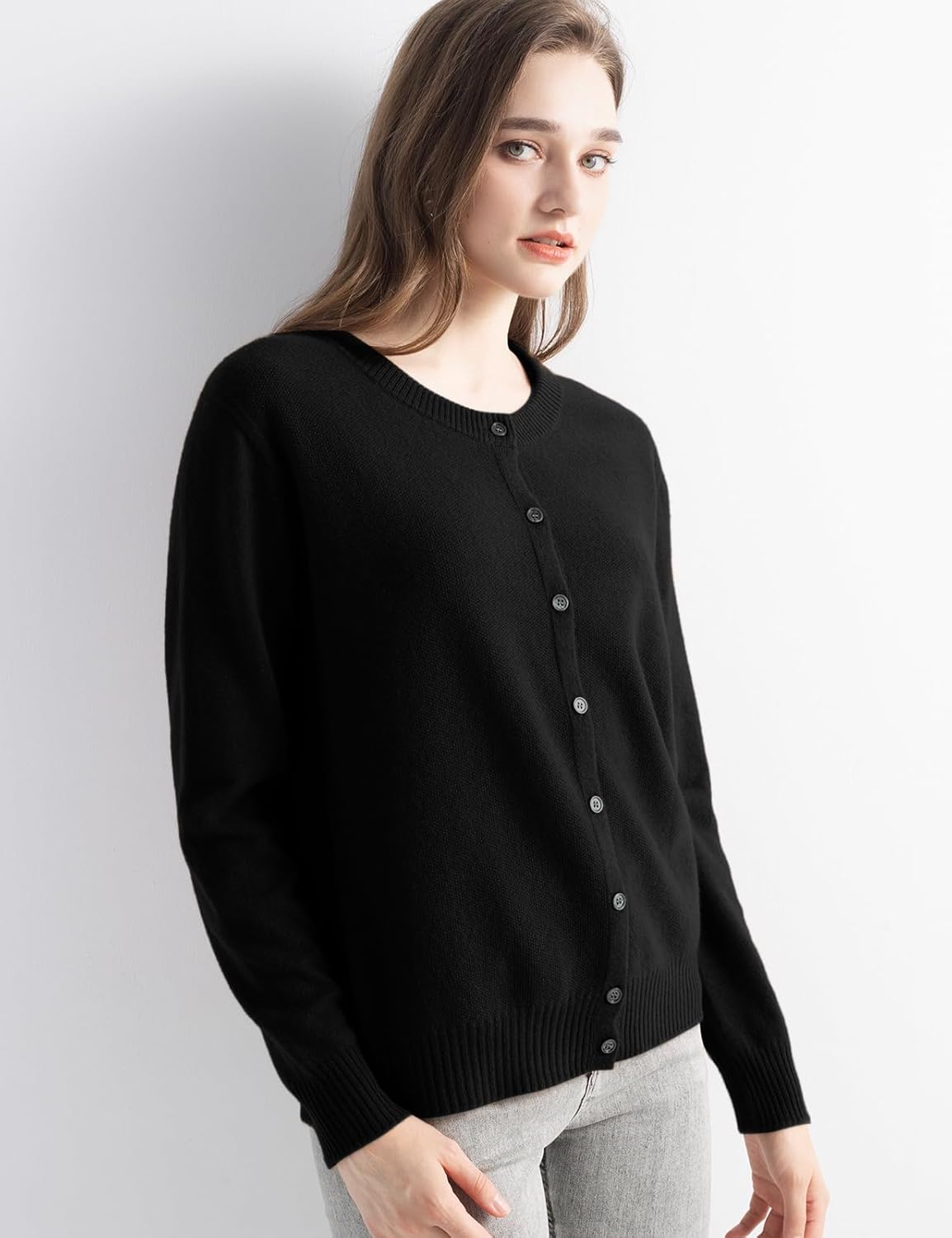 Chanyarn Women's 100% Pure Cashmere Cardigan Crew Neck Long Sleeve 2025 Fall Winter Warm Soft Knit Cardigan Sweater - Image 2