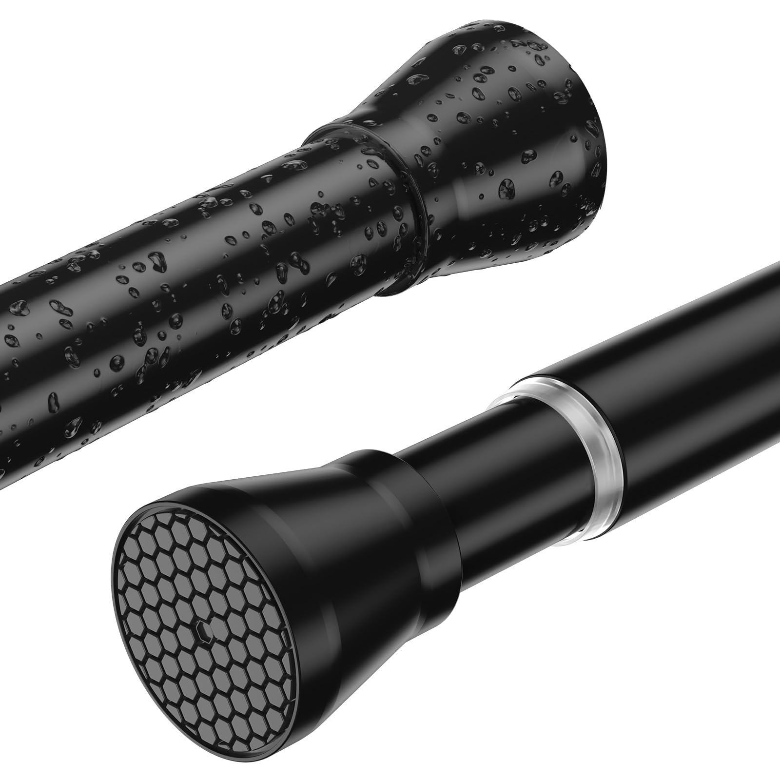 Shower Curtain Rod 2 Pack Adjustable Curtain Rods 30-64 Inch Black Shower Curtain Rods no Drilling Expandable Tension Spring Rod for Bathroom Closet
