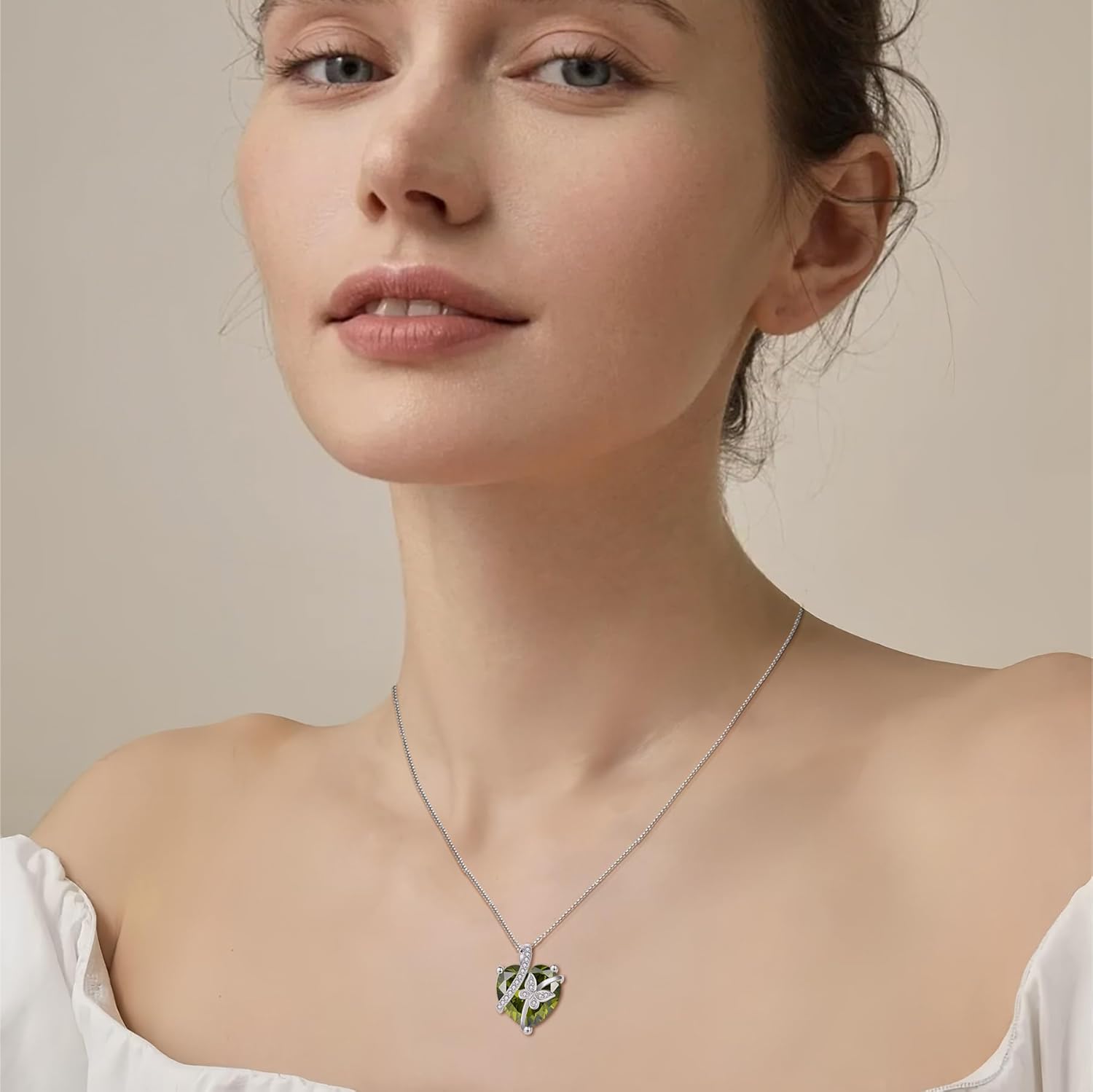 Butterfly Necklace for Women 925 Sterling Silver Heart Birthstone Necklace Jewelry Gifts for Women Her Mom Wife Daughter - Image 3