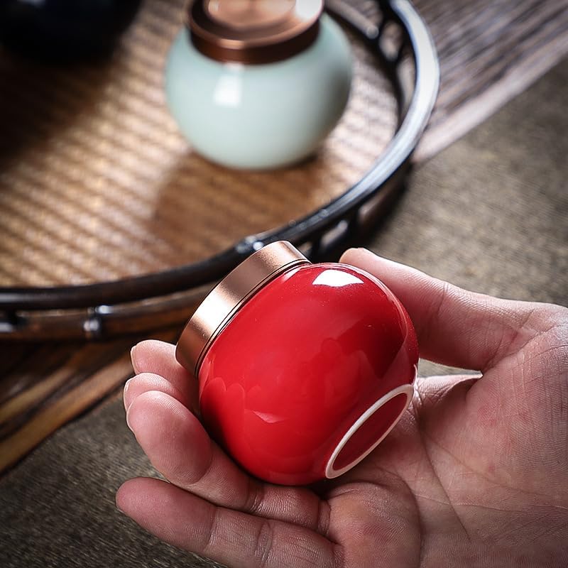 SONGCHAO Sugar Jar Glaze Tea Jar Ceramic Mini Medicinal Jar Kitchen Sealed Jar Living Room Snack Storage Jar Chinese Tea Bag Jar Tea Canister (Color : D)