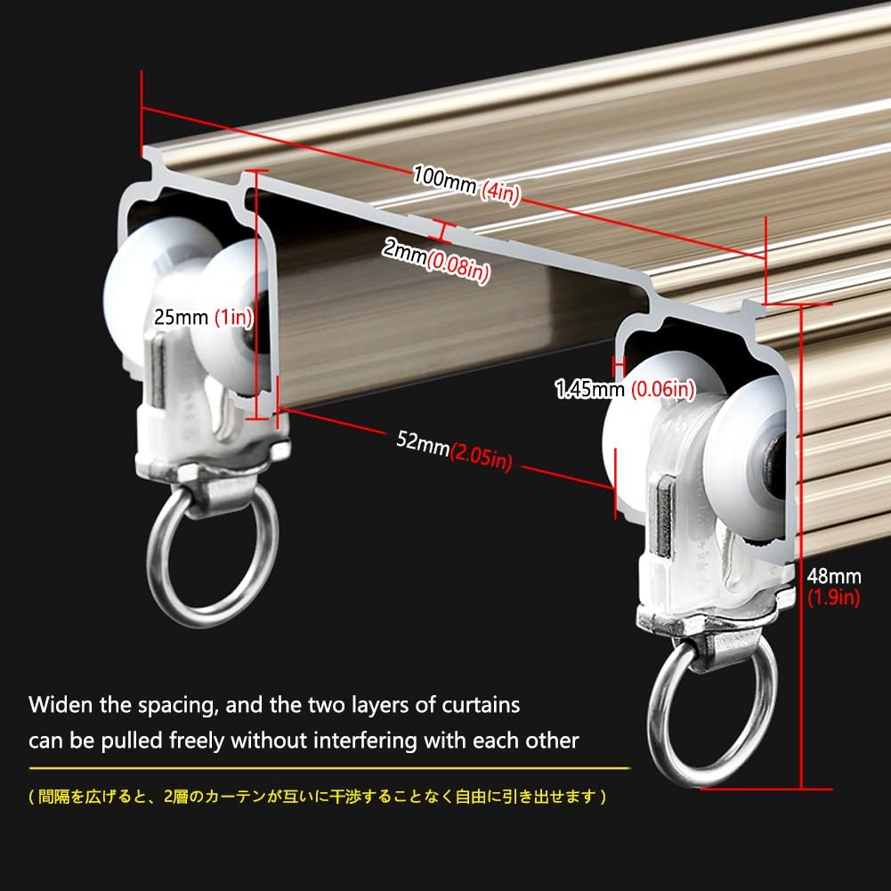 Binari Per Tende Doppio Binario Per Tende Da Soffitto Silenzioso Bastoni Per Tende In Alluminio Per Camera Da Letto Soggiorno Divisorio(White,170cm)