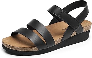 Women's Low Heel Wedge Sandals, Arch Support Retro Round-Toe Comfortable Casual Flatform Dress Shoes - Buy now