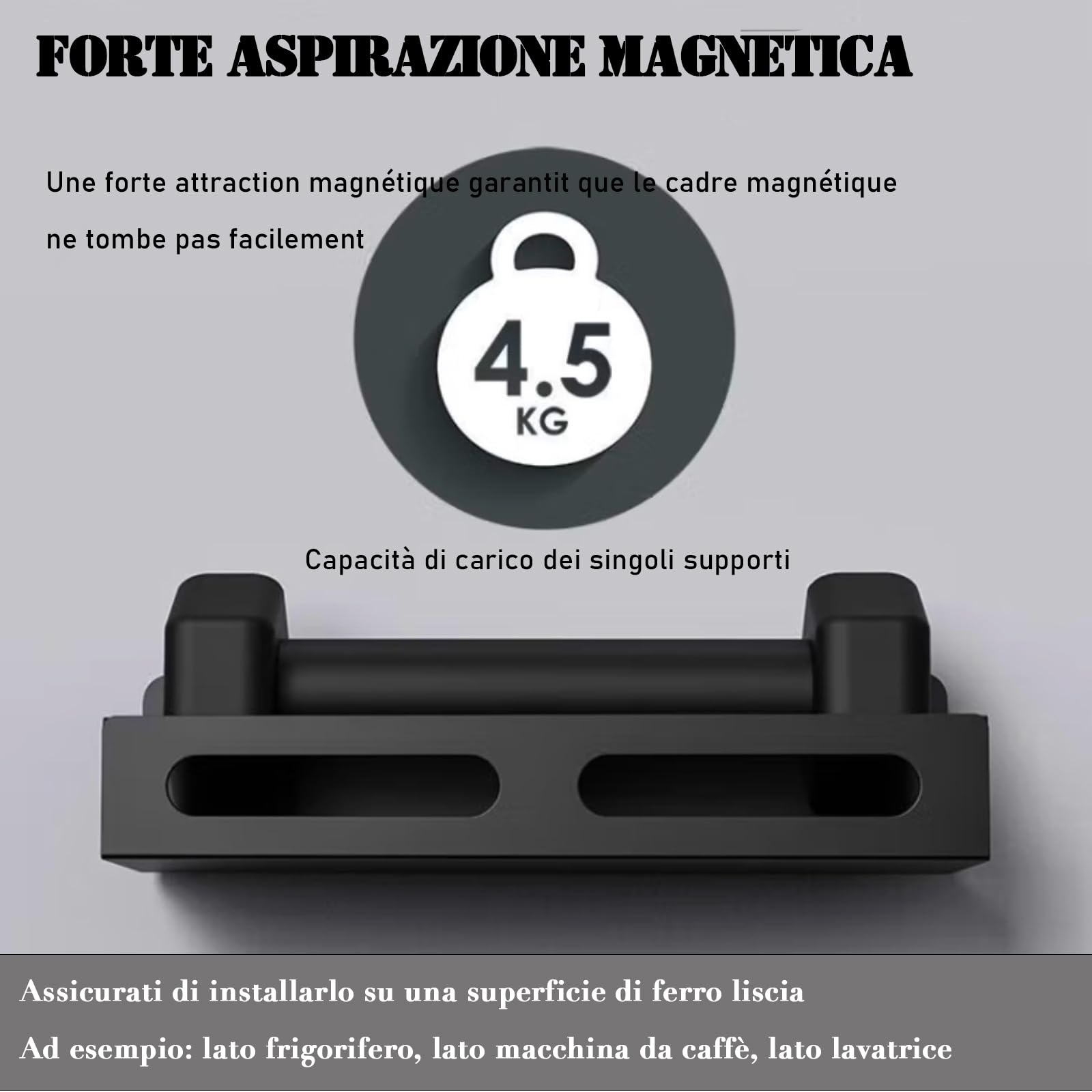 4 portaspezie magnetiche, Portaspezie Magnetico per Frigorifero, portaspezie, da parete, per frigorifero, in metallo, per spezie, da appendere, per porta dell'armadio,Senza Foratura (nero)