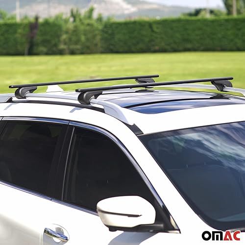 Miniatura 2 de OMAC Barras transversales para Mercedes GLS 2020-2023, color negro, compatible con rieles de techo elevados, barras transversales de techo de
