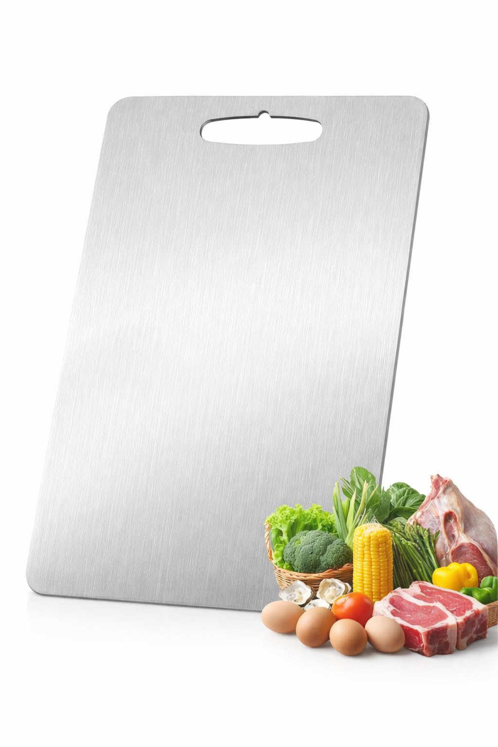 Tagliere in Acciaio Inox Alimentare 304 Certificato Per Cucina, Tagliere acciaio inox Igienico e Antibatterico, Superficie Alimentare Facile da Pulire, Resistente Antigraffio e Antiodore