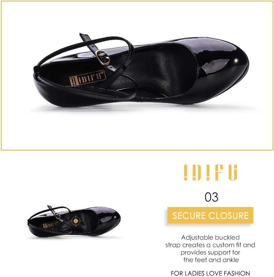 IDIFU Women's Tracy Platform High Heels Closed Toe Pumps Strappy Cross Ankle Strap Shoes for Casual Work Wedding - Image 5