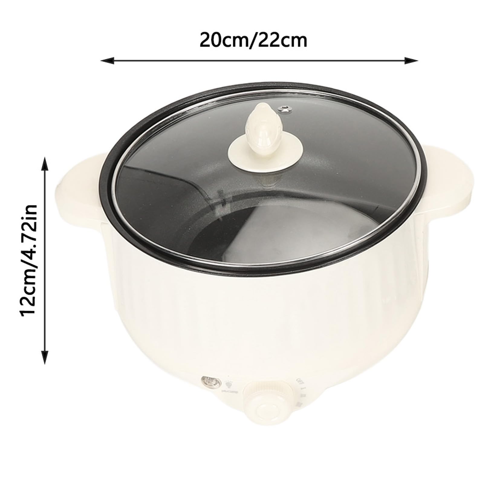 Mini Poêle électrique Portable 800 W Antiadhésive, Poêle électrique Portable Antiadhésive, Multi-cuiseur avec Couvercle en (Prise UE 20 cm 220 V)