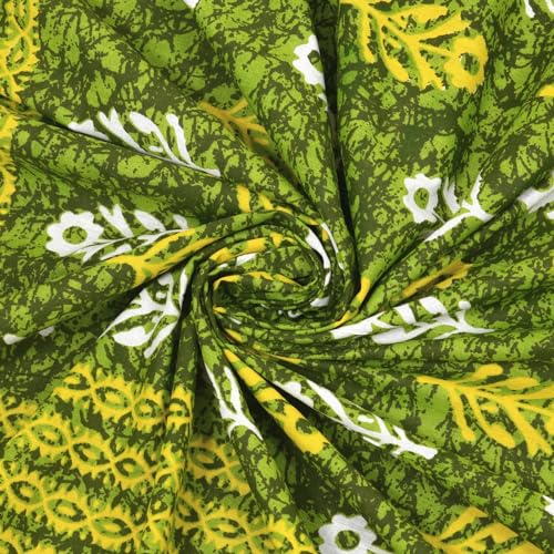 Image of RajasthaniKart Pure 100% Cotton Double Bed Sheet with 2 Pillow Covers (Bedsheet for Double Bed Cotton, Green Small Booty Jaipuri, King Size,5300)