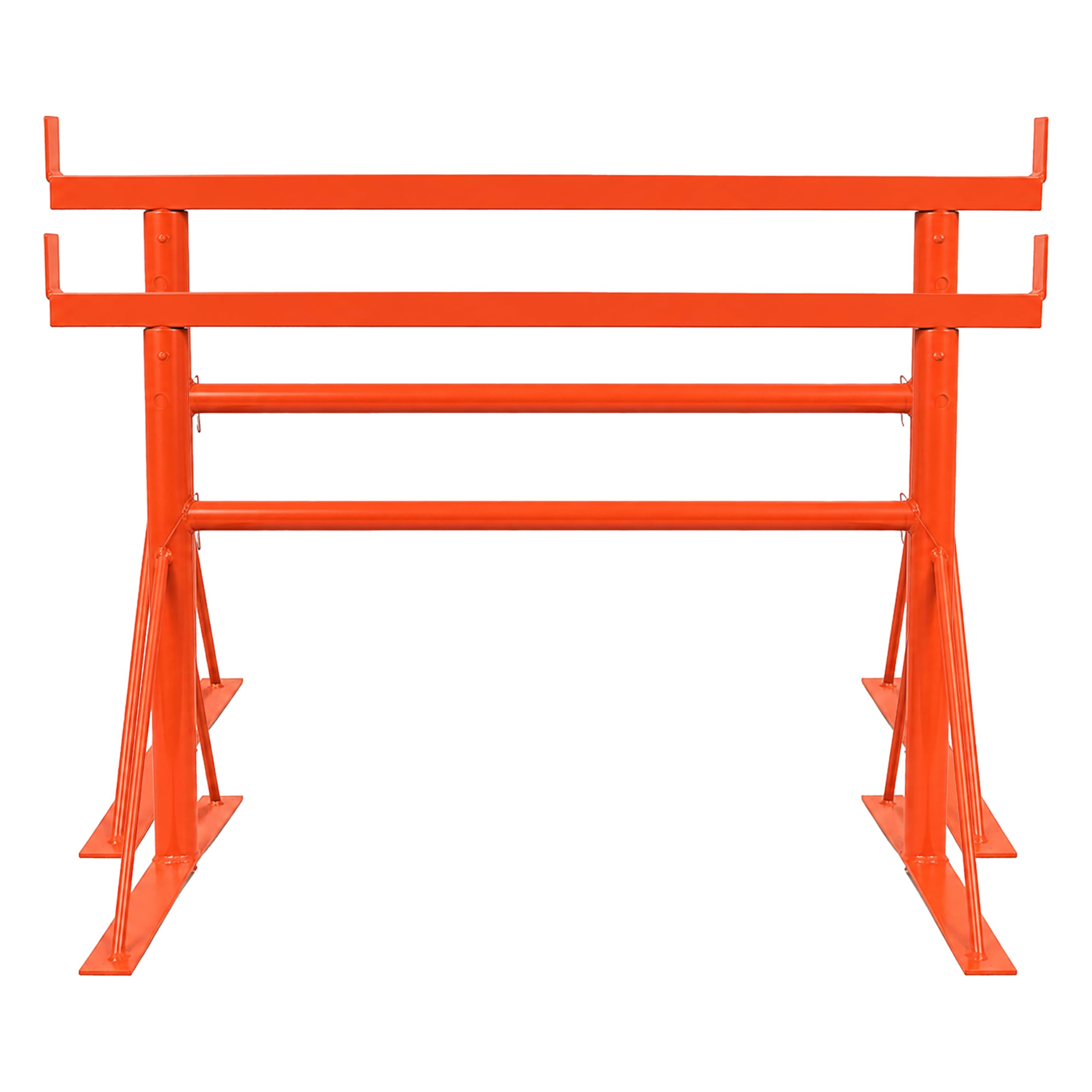 2X Size.1 Adjustable Steel Trestle Stands 0.58m-0.81m, Heavy Duty Folding Sawhorse Workbench Support Frame for Woodworking Construction Garage