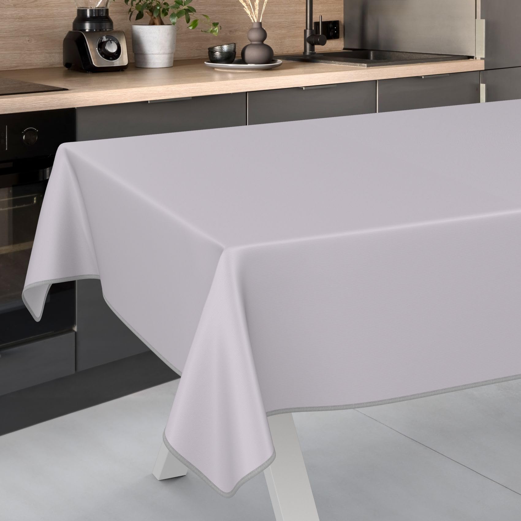 ANRO Oilcloth Tablecloth, Washable, Oilcloth, Garden Tablecloth, Outdoor, Indoor, 160 x 140 cm with Hem, Grey