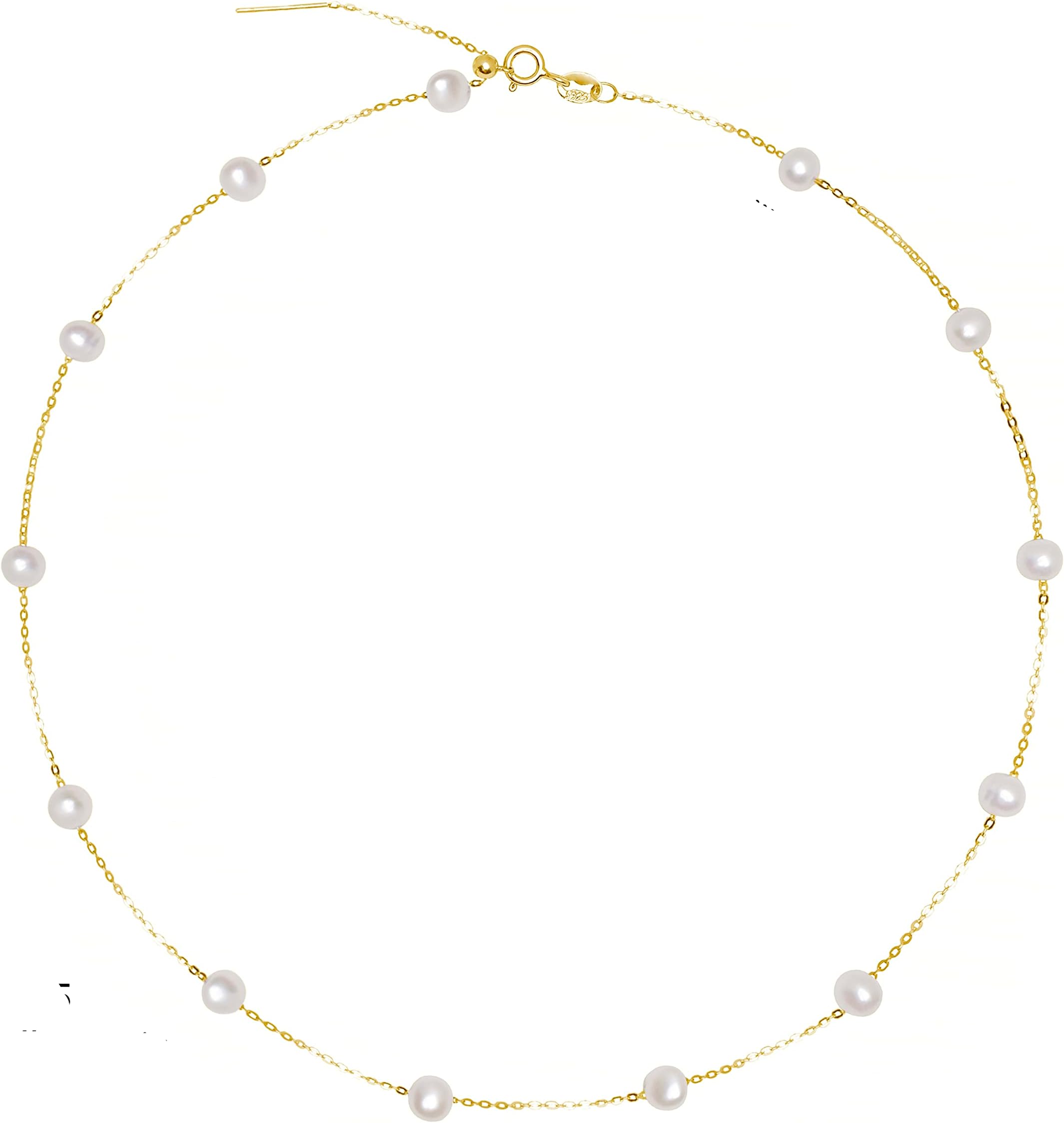 BURLAP LIFE925 Sterling Silver Dainty Freshwater Cultured Pearl Necklace Gold Plated White Genuine Real Pearl Charm Choker Necklaces 2023 Jewelry Gifts for Her