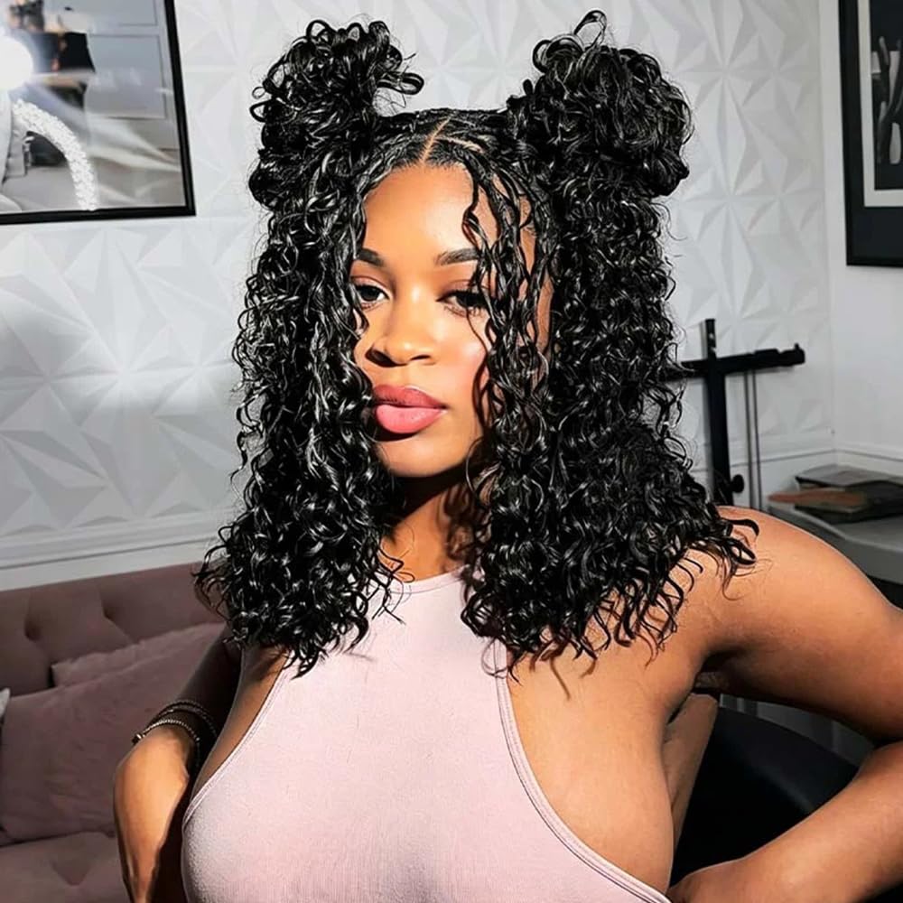 QVR Pro Pre Separated Water Wave Feather Crochet Human Hair Bulk Pre Looped and Lightweight Knotless Invisiable Knot With String Natural Black 45 cm 56 Gram/Pack