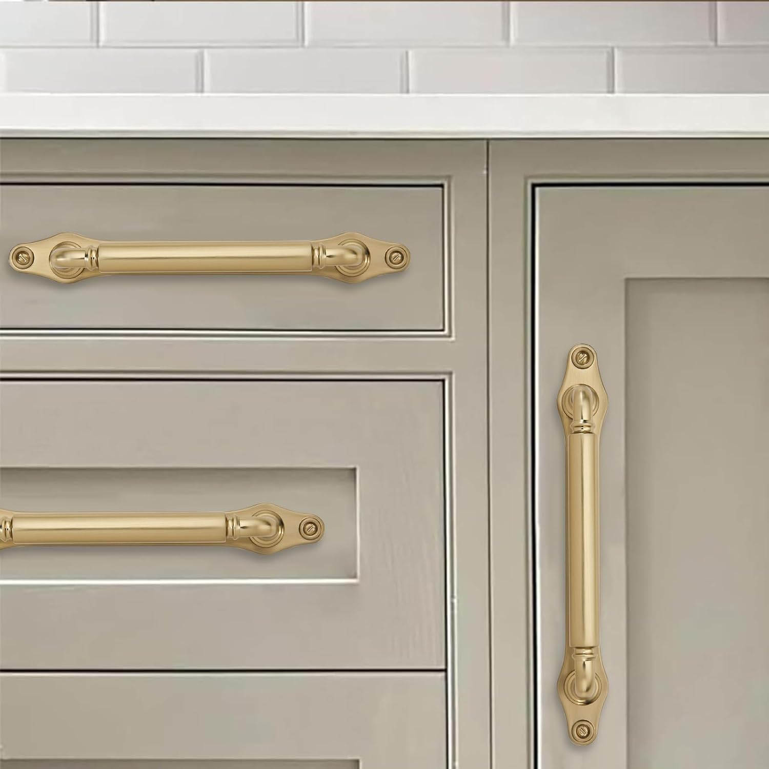 khtumeware 5 Pack 5 Inch Hole Center Brushed Brass Cabinet Pull with Backplate Solid Heavy-Duty Handles with Base Plate Cabinet Pulls for Drawer Sliding Door Charcuterie Board