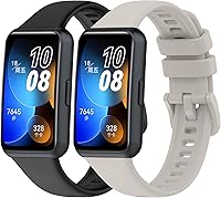 Vista 7 de Paquete de 2 bandas de repuesto impermeables de silicona compatibles con Huawei Band 9/Band 8