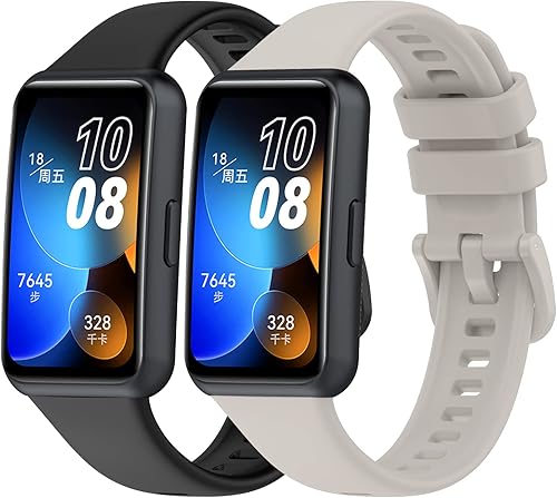 NOOETAH Paquete de 2 bandas de repuesto impermeables de silicona compatibles con Huawei Band 8