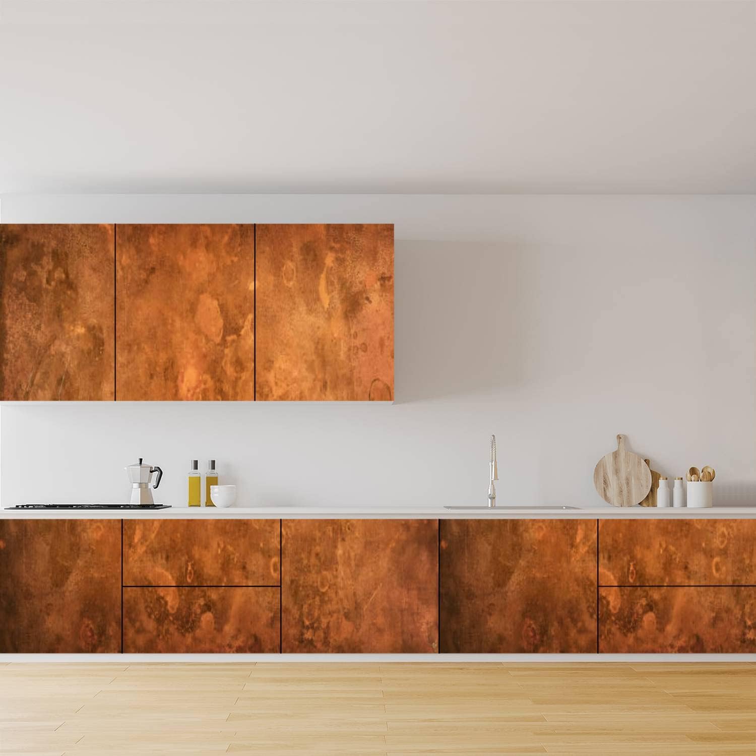 Weathered Copper Grunge Peel and Stick Wallpaper - Distressed Contact Paper for Cabinet, Countertop, Shelf, Drawer, Wall Decor