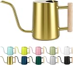 Watering Can Indoor Plants, 35oz Small Watering Can Stainless Steel Metal Modern Decorative Watering Pot with Long Spout for Indoor House Plant Bonsai Garden Flowers - Black