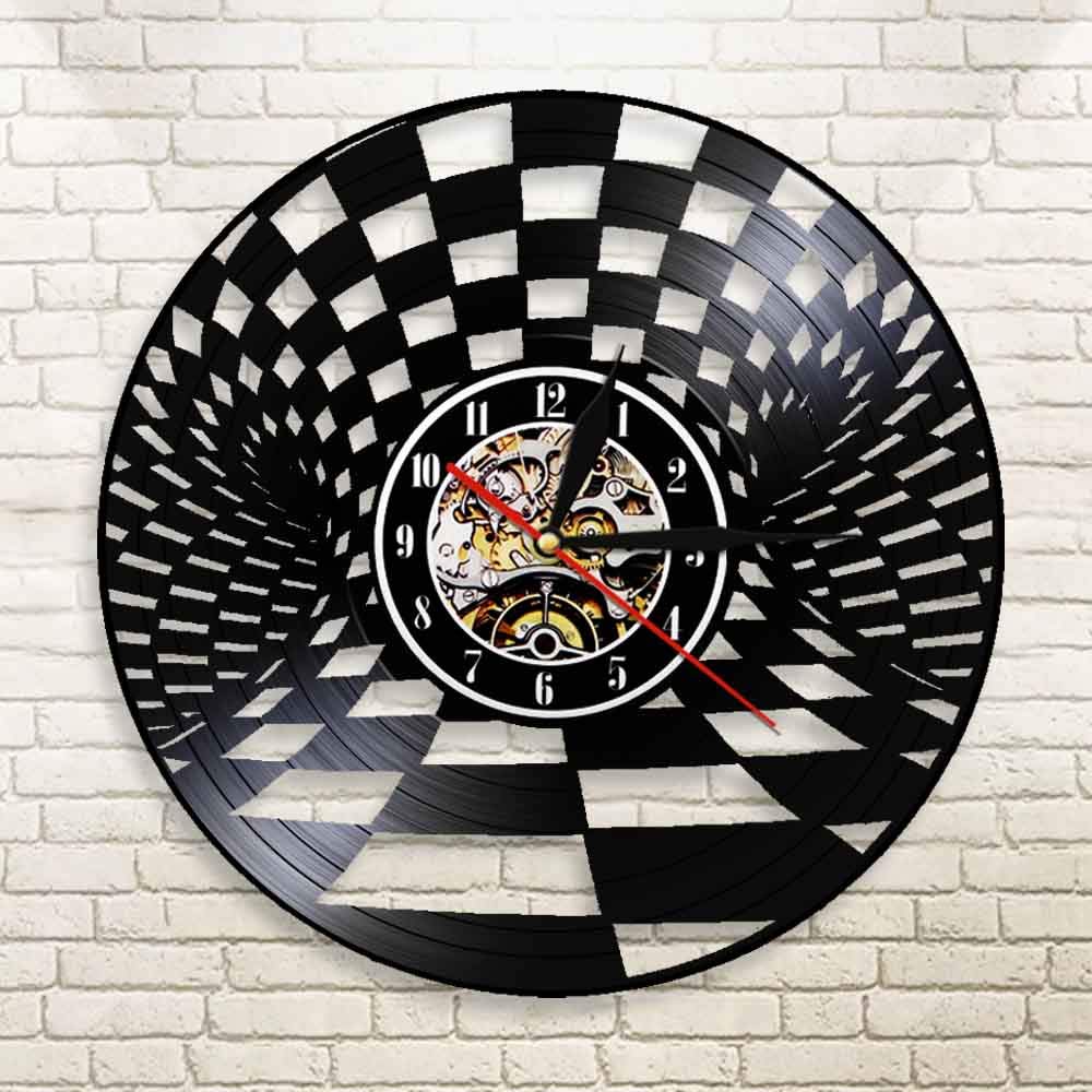 Dia 30cm Scacchiera in bianco e nero Orologio da parete Dama Orologio da parete in vinile vintage Dama Decorazione da parete Regalo per gli amanti degli scacchi 7 colori che cambiano Regalo per bamb