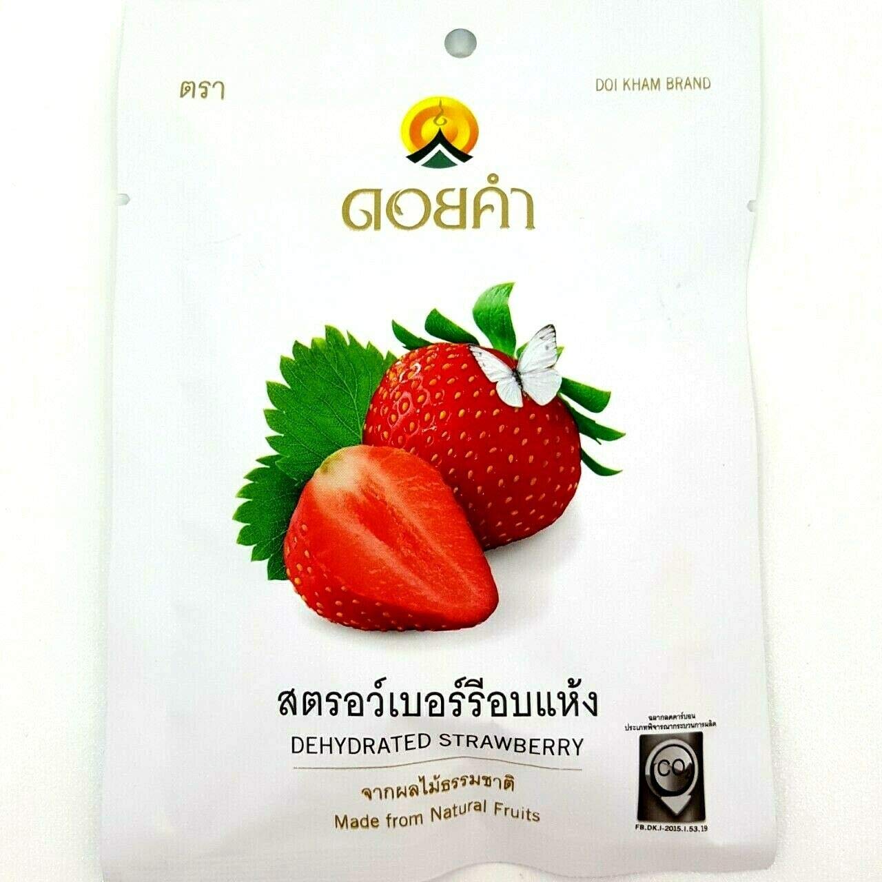 (Pack of 6) Doikham Strawberry Dehydrated Fruit Snack Vegan Food Natural