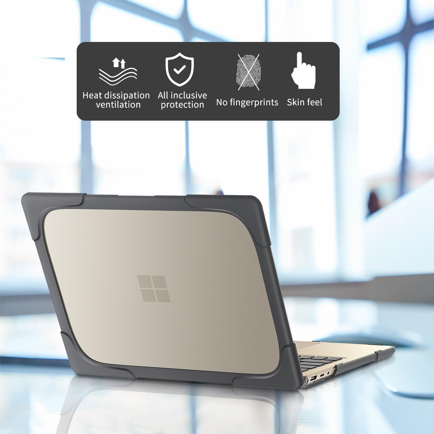 Custodia Rigida Per Microsoft Surface Laptop 15'' (5/4/3) – Trasparente Opaca Con Cavalletto - 4