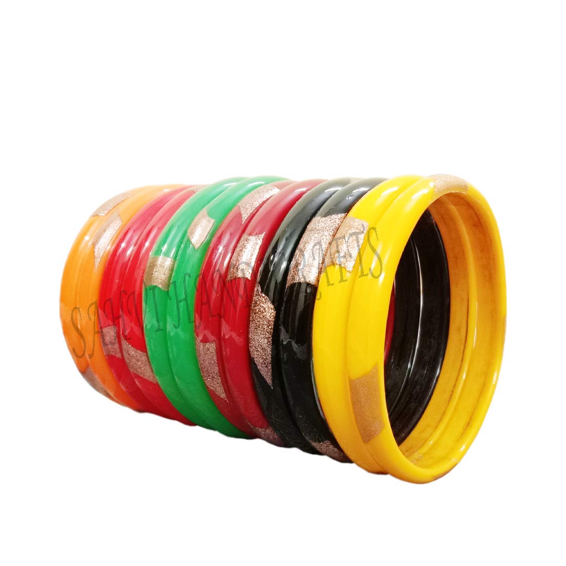SAHVI HANDICRAFTS 12 Glass Bangles Set Multi Color Golden Printed Pattern Glossy Glass Bangles Set for Women and Girls (Pack of 12 Glass Bangles) (Multicolor, 2.4) (B08WRG4L3X) Amazon Price History, Amazon Price Tracker