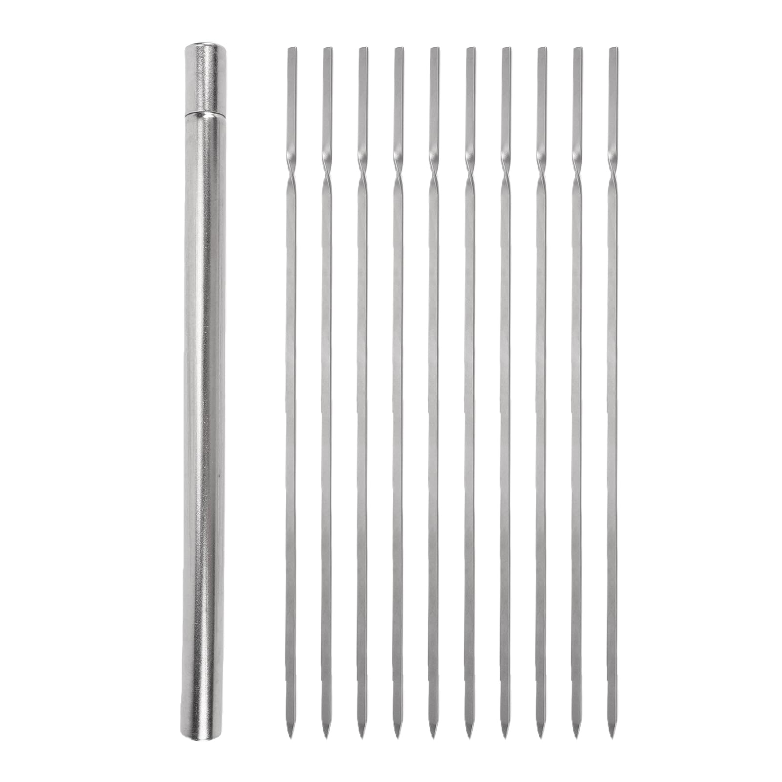 Pinchos para Barbacoa Ti, Palos Portátiles Ligeros y Duraderos para Cocinar Al Aire, Paquete de 10 (300 mm)