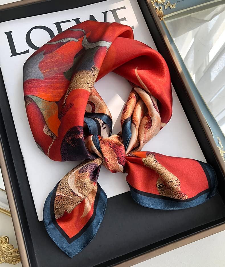 100% Mulberry Silk Scarf 25.6"x25.6" Square Women Neckerchief Headscarf - Lightweight Neck Scarf Gift Packed - Image 8