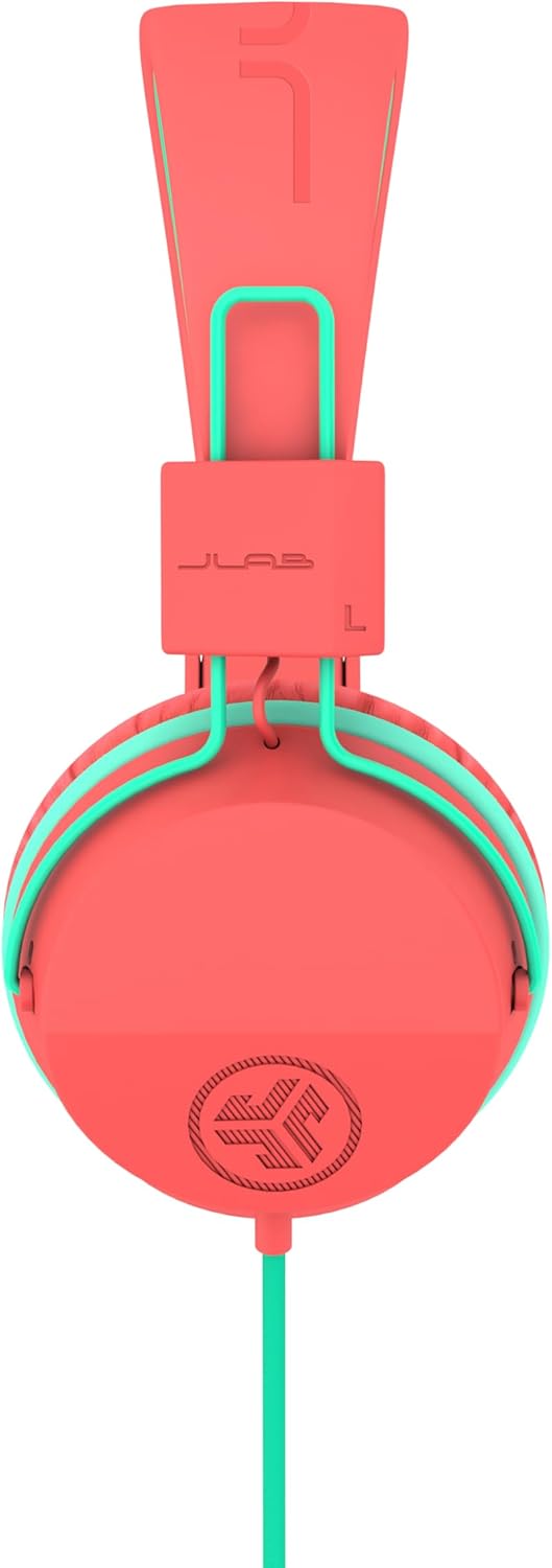 JLab JBuddies Studio On-Ear Kids Wired Headphones, Toddler Headphones, Kid Safe, Studio Volume Safe, Volume Limiter, Folding, Adjustable, Noise Isolation, with Mic (Peach) - Image 3