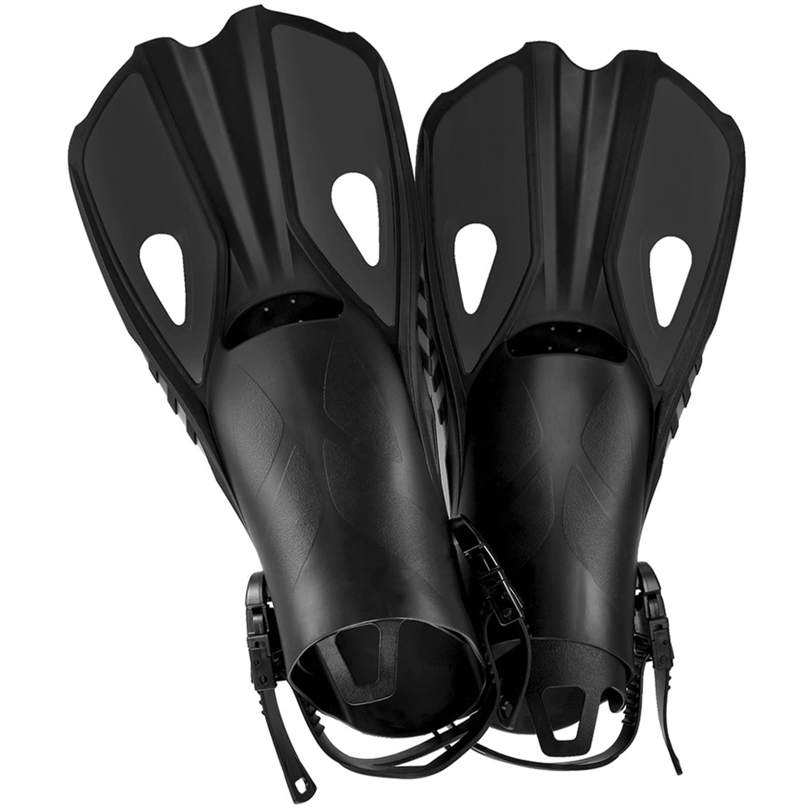 Aletas de Entrenamiento de Natación Aletas de Snorkel Aletas de natación Zapatos de Buceo Cortos Ranas de Pato Ajustables de Silicona Tamaño de Viaje Talón Abierto Adulto(Black,XS)