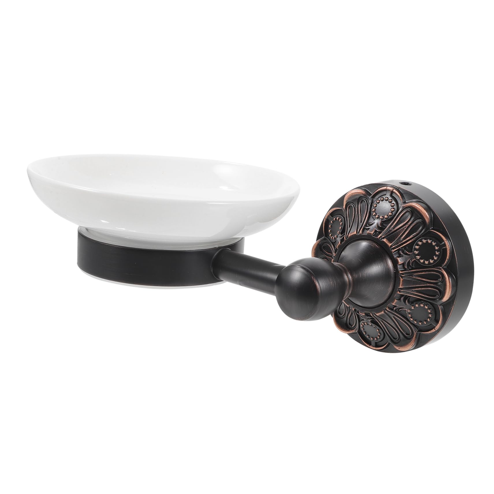 Jabonera Ovalada de Pared en Cobre Negro para Baño y Cocina | Esquinas Discretas, Tornillos Ocultos, Accesorios Completos para Montaje Fácil