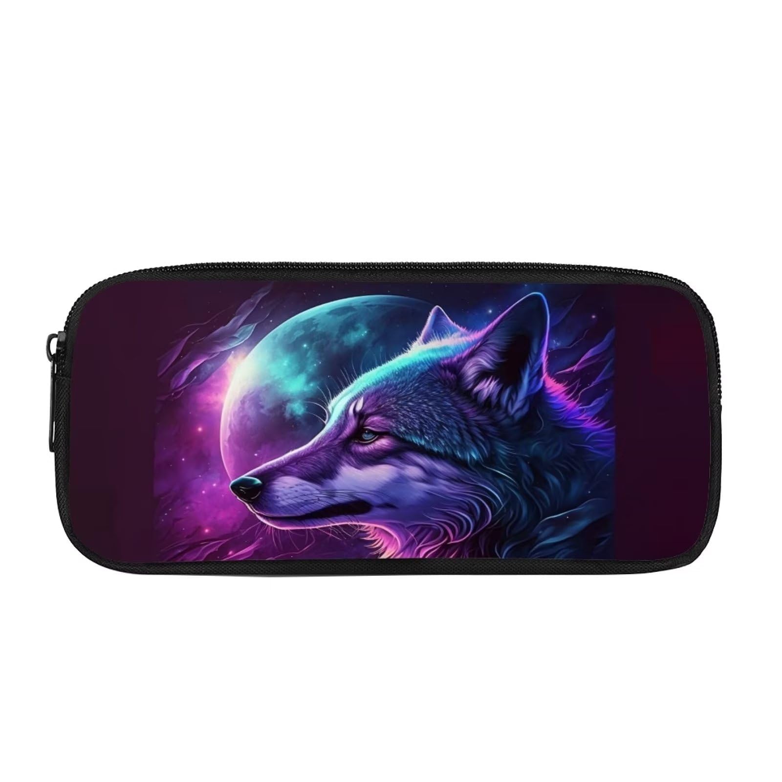 Showudesigns Galaxy Wolf Pencil Case for Girls Boys Pencil Bag Pouch Durable Pen Case School Supplies for Primary Student Cool Animal Purse โ image 1