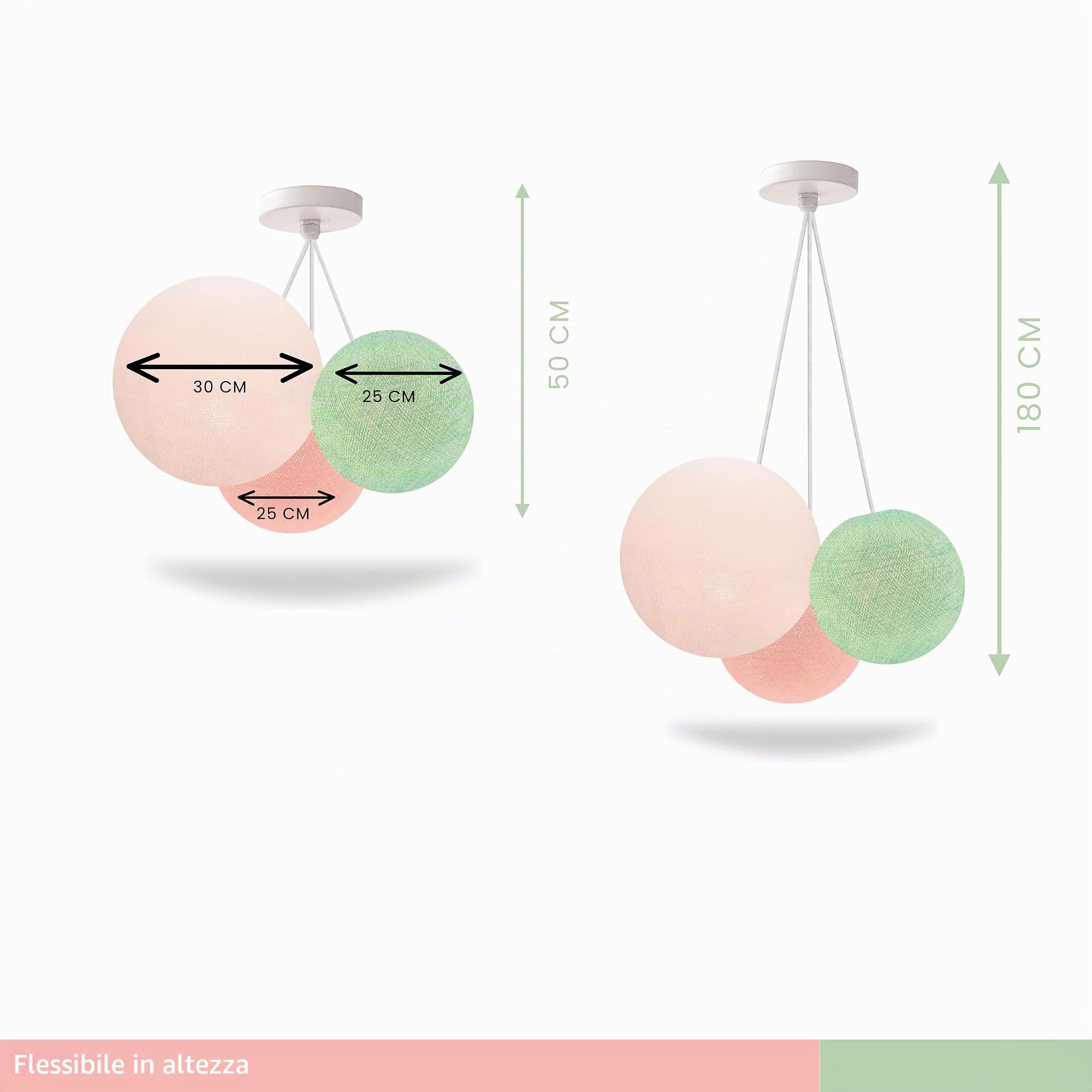 CREATIVECOTTON Lampada a sospensione con sfere fatte a mano (Farfalla, tripla)