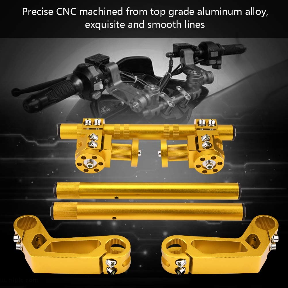 di manubrio regolabile CNC da 7/8" (22 mm) per moto, manubrio in alluminio ricavato dal pieno per pit bike e dirt bike da 125, rimovibile con regolazione dell'altezza e (Oro)